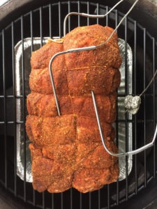 Pork butt/shoulder on a smoker ready to cook!