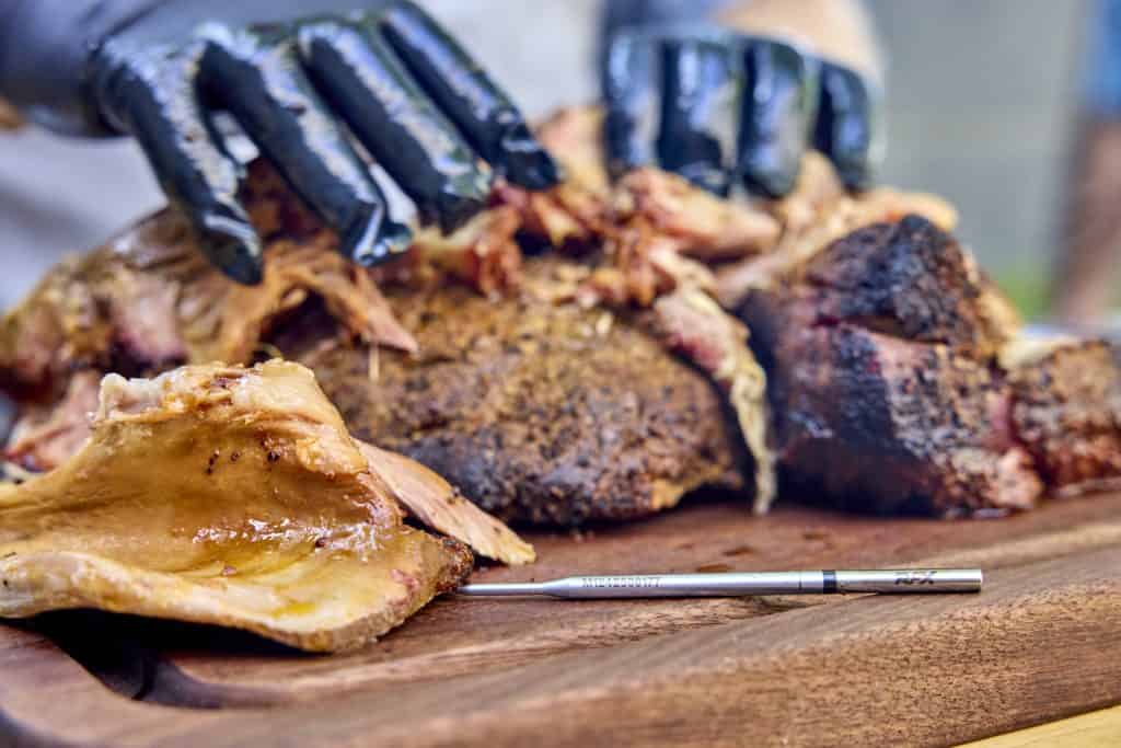 shredding pulled pork by hand