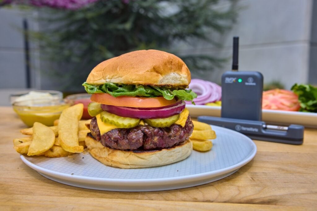 Juicy, thick hamburger made form fresh-ground beef