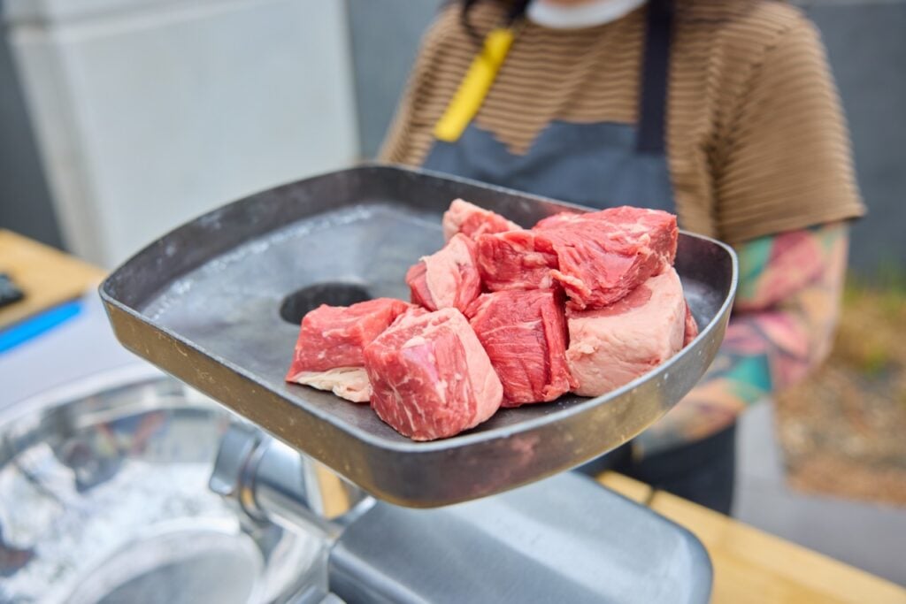 Meat ready for grinding into burgers