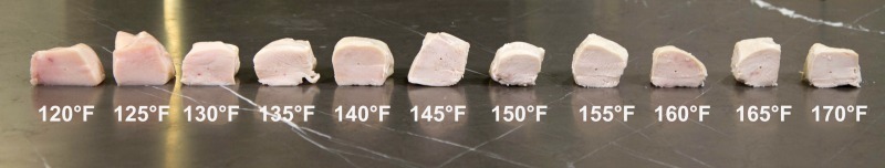 Chicken breast doneness by temperature. 