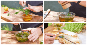 Making the herb butter and basting the lobster