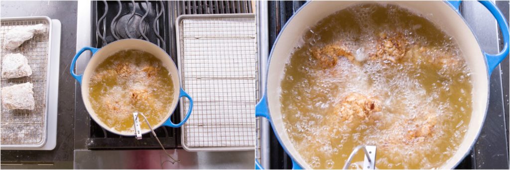 Frying setup for making fried chicken