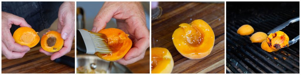 Brush the apricots with honey before grilling them