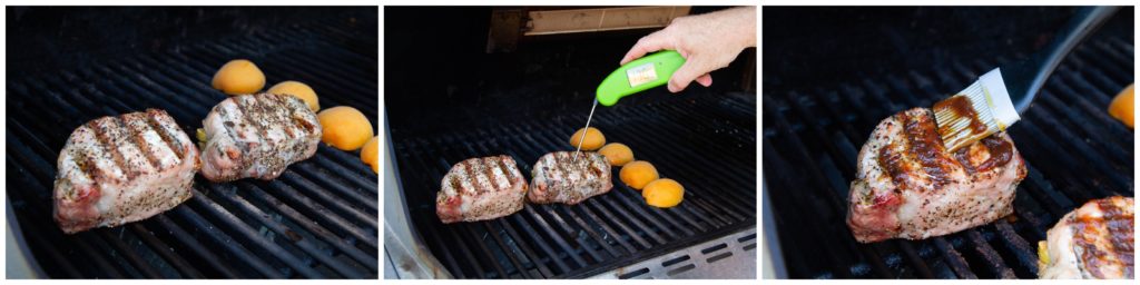 grilled prk chops with grilled apricots