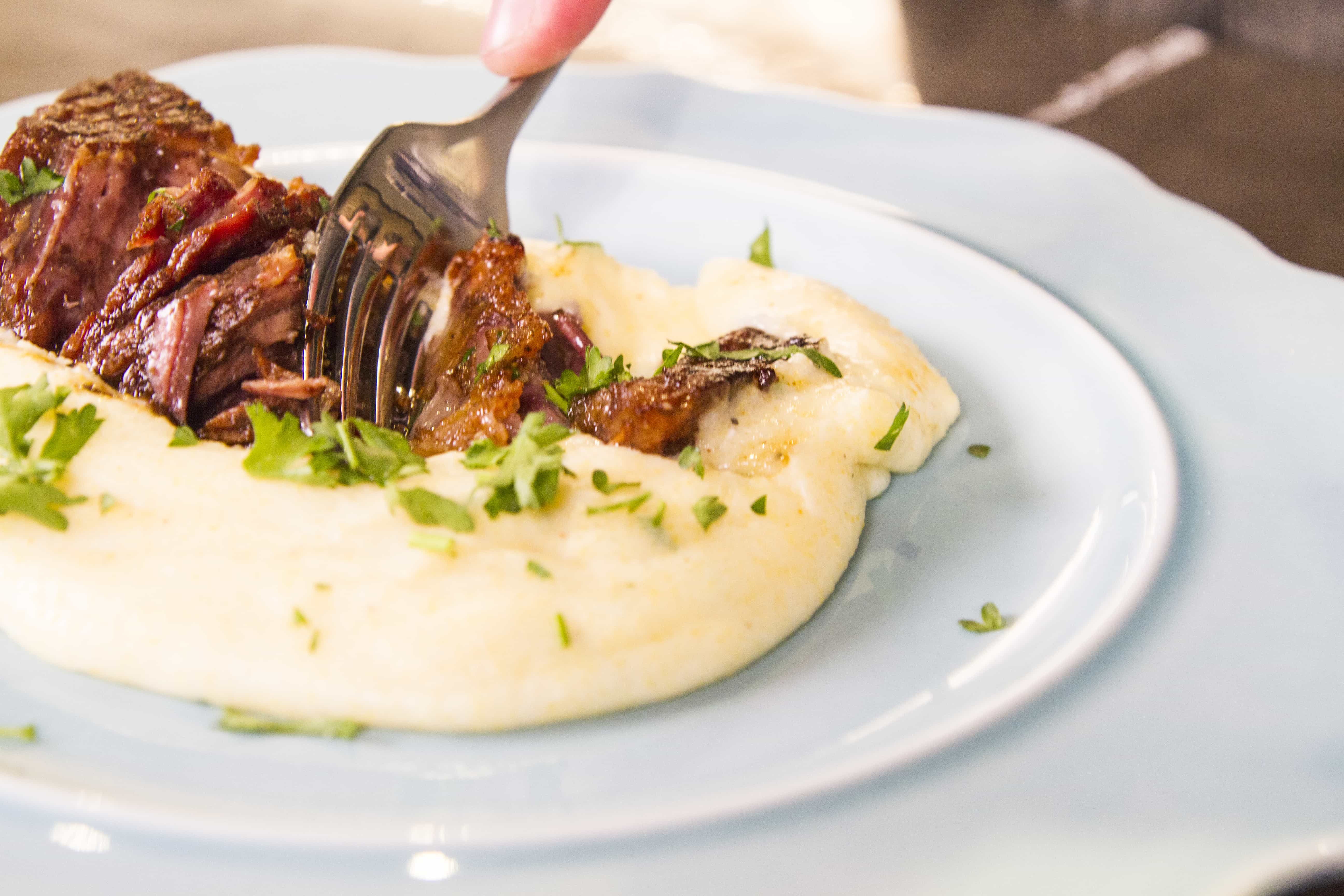Confit of brisket with goat cheese polenta