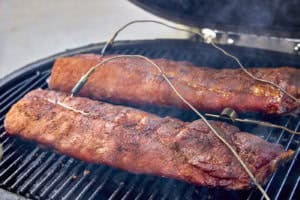 Ribs cooking for their last hour unwrapped