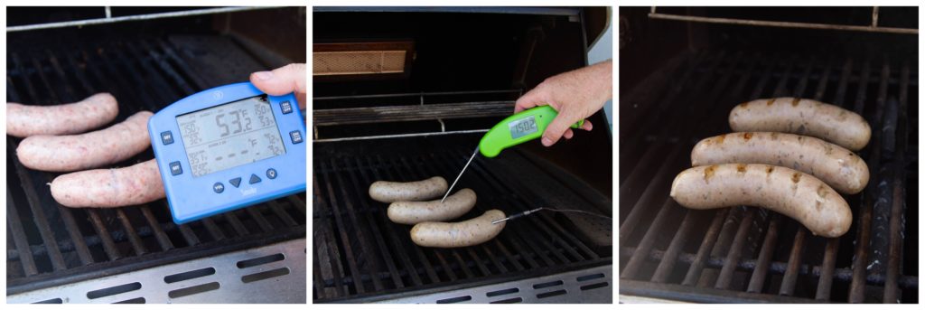 Grilling brats is a two-stage process