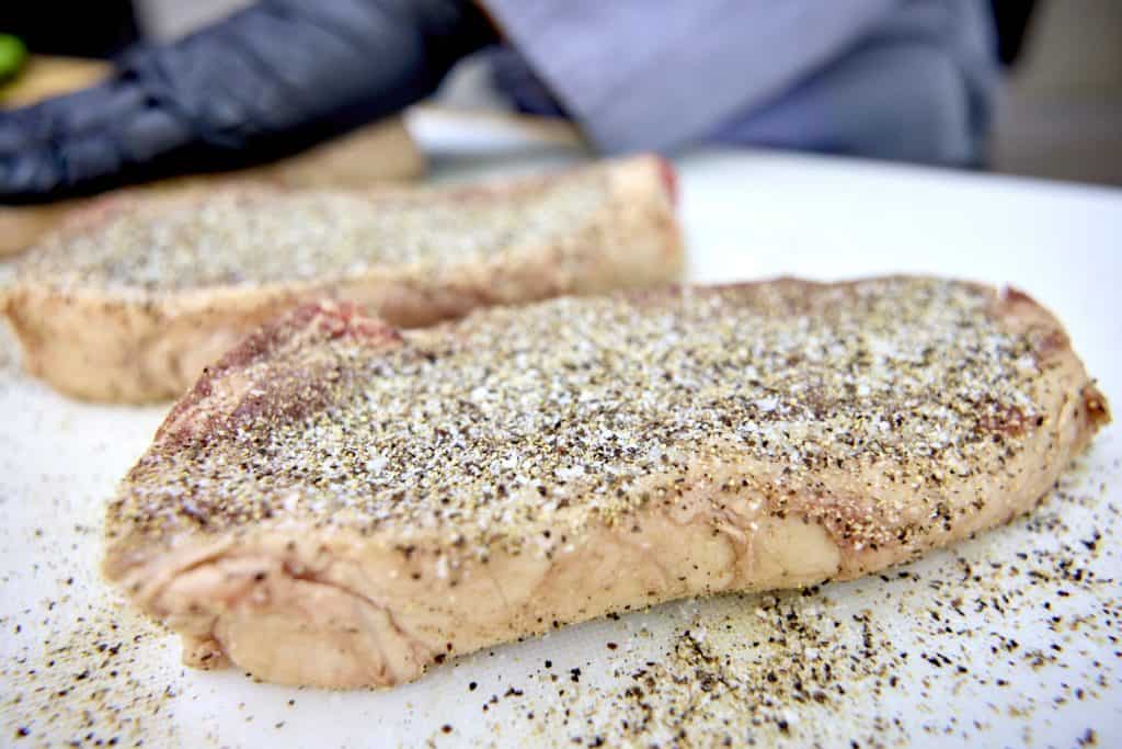 Seasoned steaks for grilling