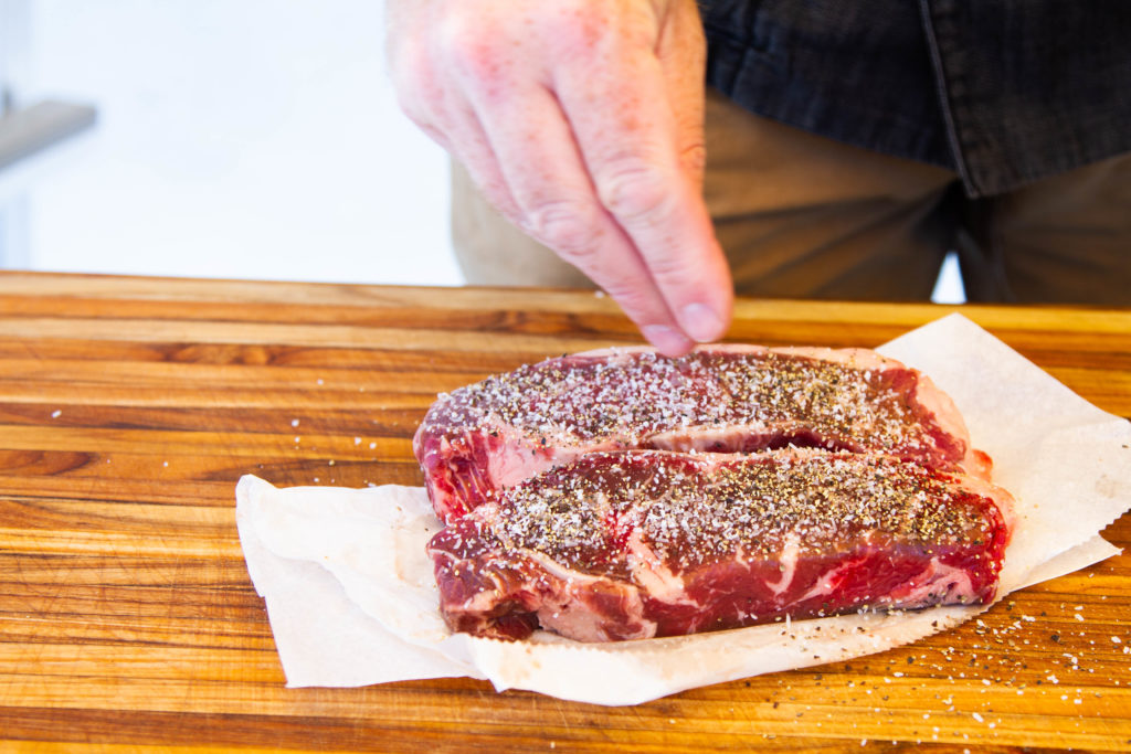 New York strip steaks for grilling