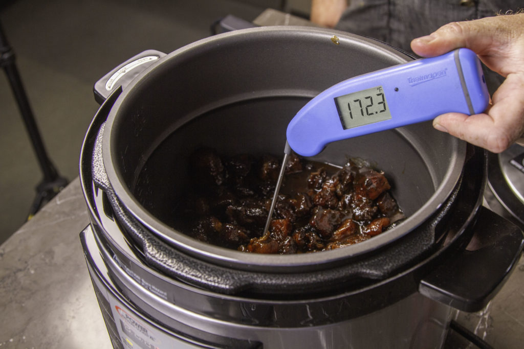 Use and instant read thermometer to check doneness of any Instant Pot food