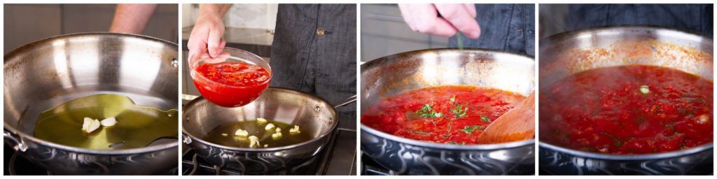 Making sauce for pasta al pomodoro