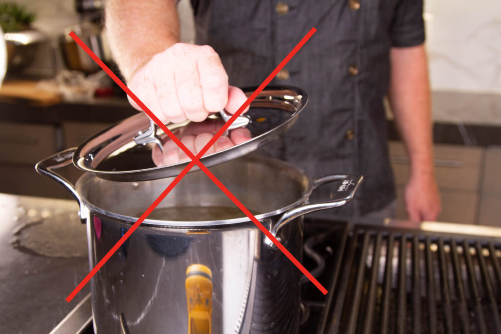 Don't put a lid on your pasta pot, and you're more likely to not boil over
