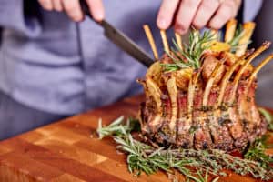 cutting the roast