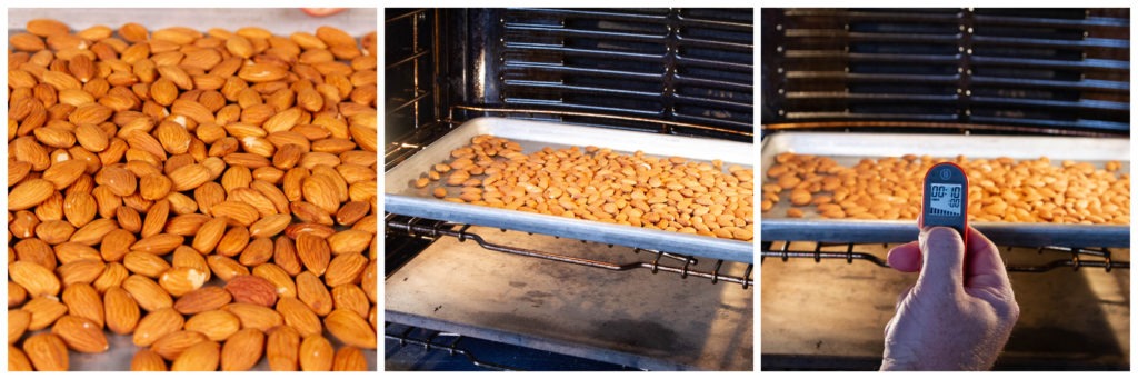 Roast the almonds for the toffee for 10 minutes