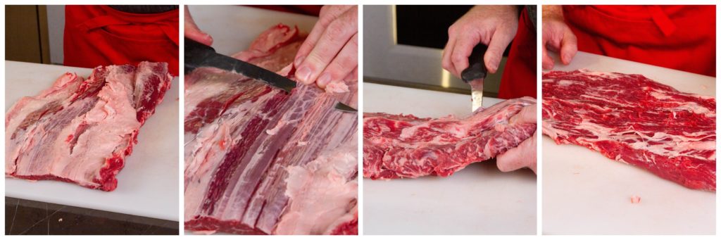 Trim the excess fat and all the silverskin from the ribeye cap.