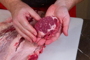 Cut steaks from the loin-eye or wrap the loin-eye and save for later.
