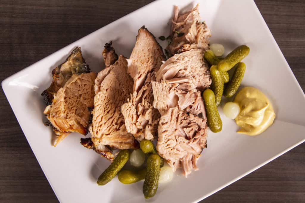 Slow roasted pork with skin on recipe