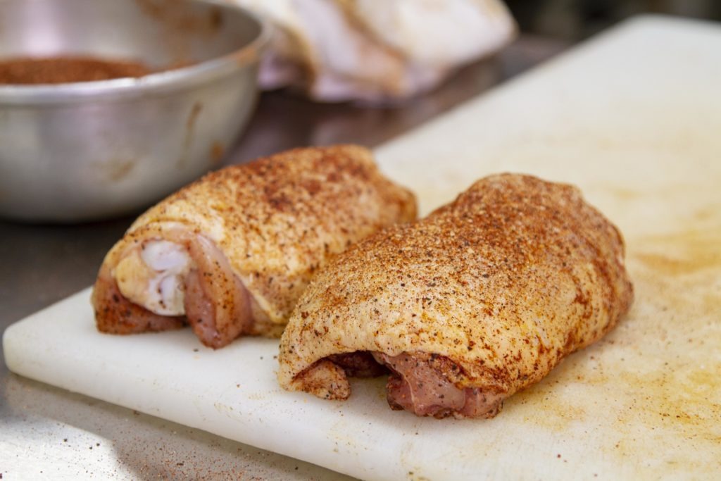 Two trimmed chicken thighs
