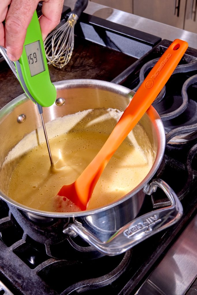 Temping the cheese sauce