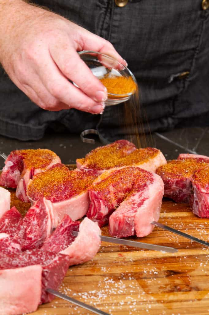 Apply any BBQ rub to the steaks that you want.