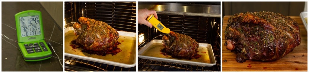 Verify the temperature and let the lamb rest.