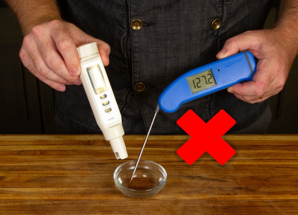 Cool your sample before testing the pH. High temperatures give faulty readings and can damage the meter.