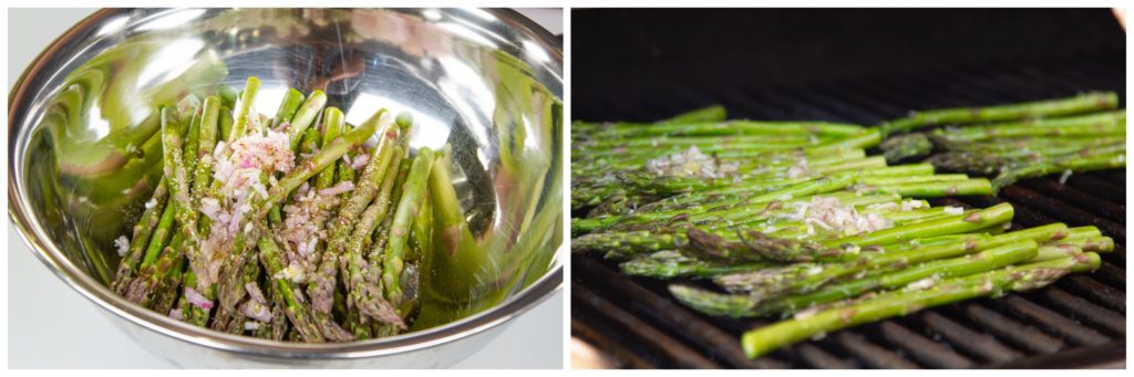 Grilling asparagus while your steaks rest