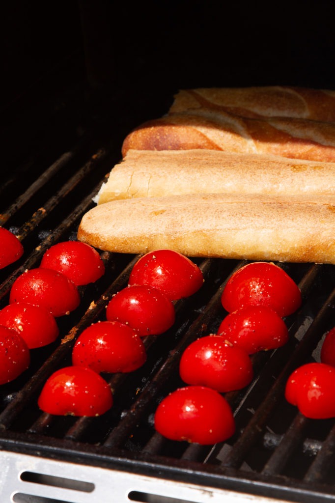 Grill the bread and tomatoes