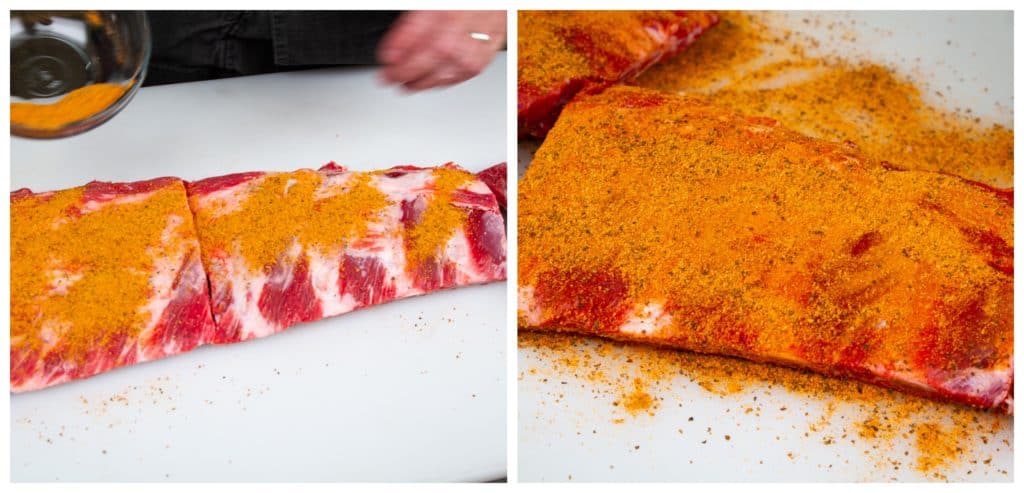 Rub the ribs with salt and pepper or your favorite rub