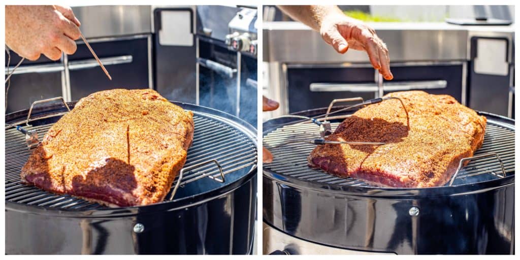 Setup your thermometer probes for the brisket.