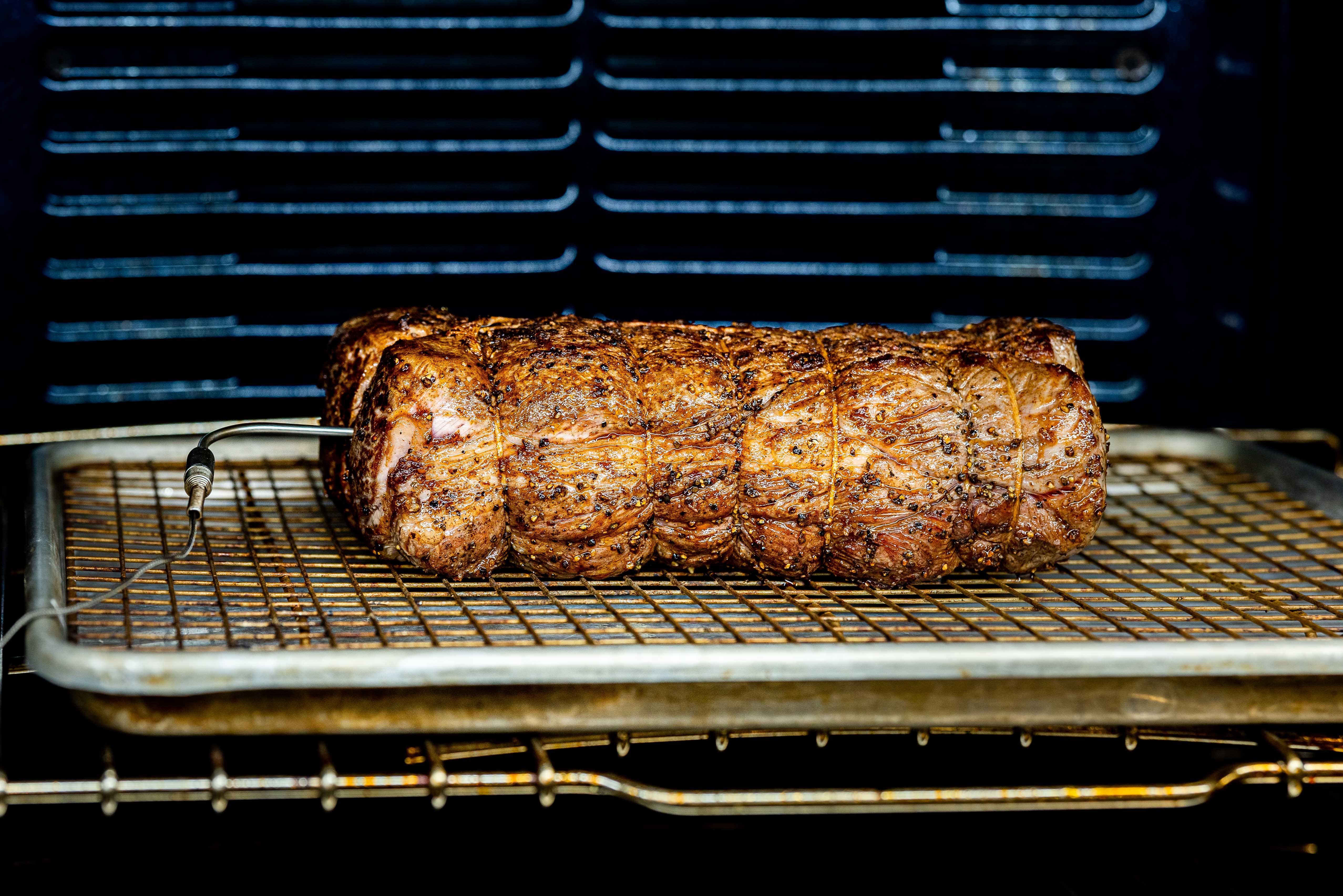 Roasting the eye of rib in the oven at 250°F