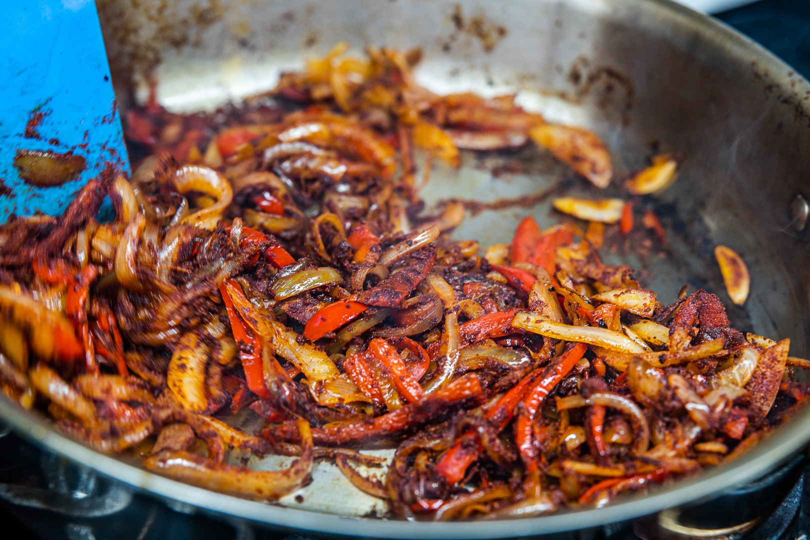 cooking the paprika in the onions