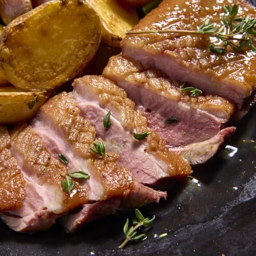 Seared duck breast dinner