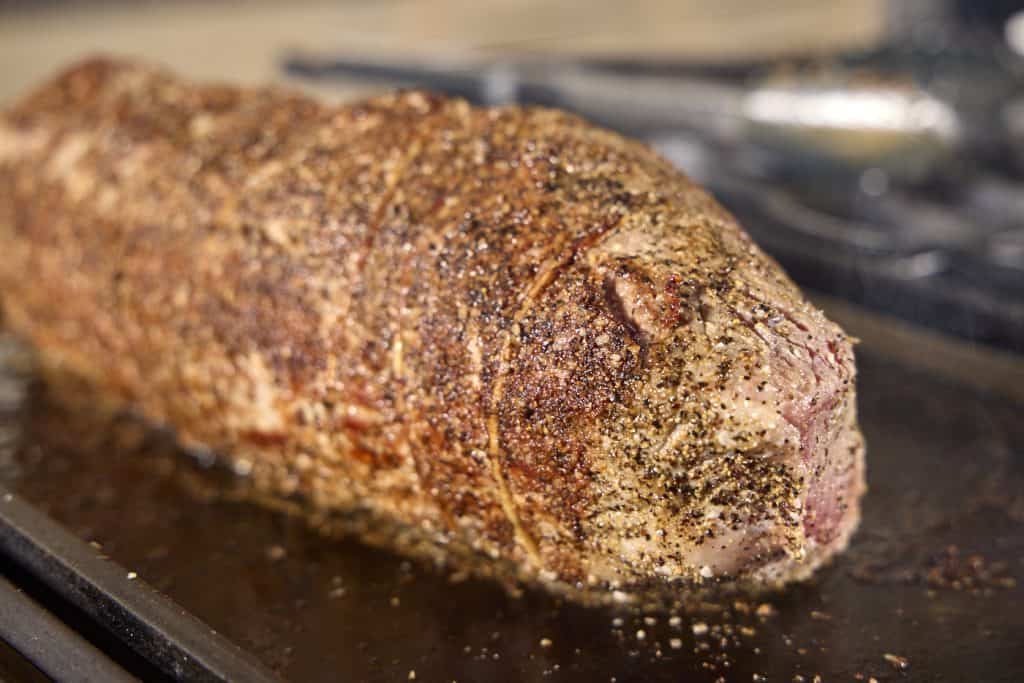 Searing the beef roast