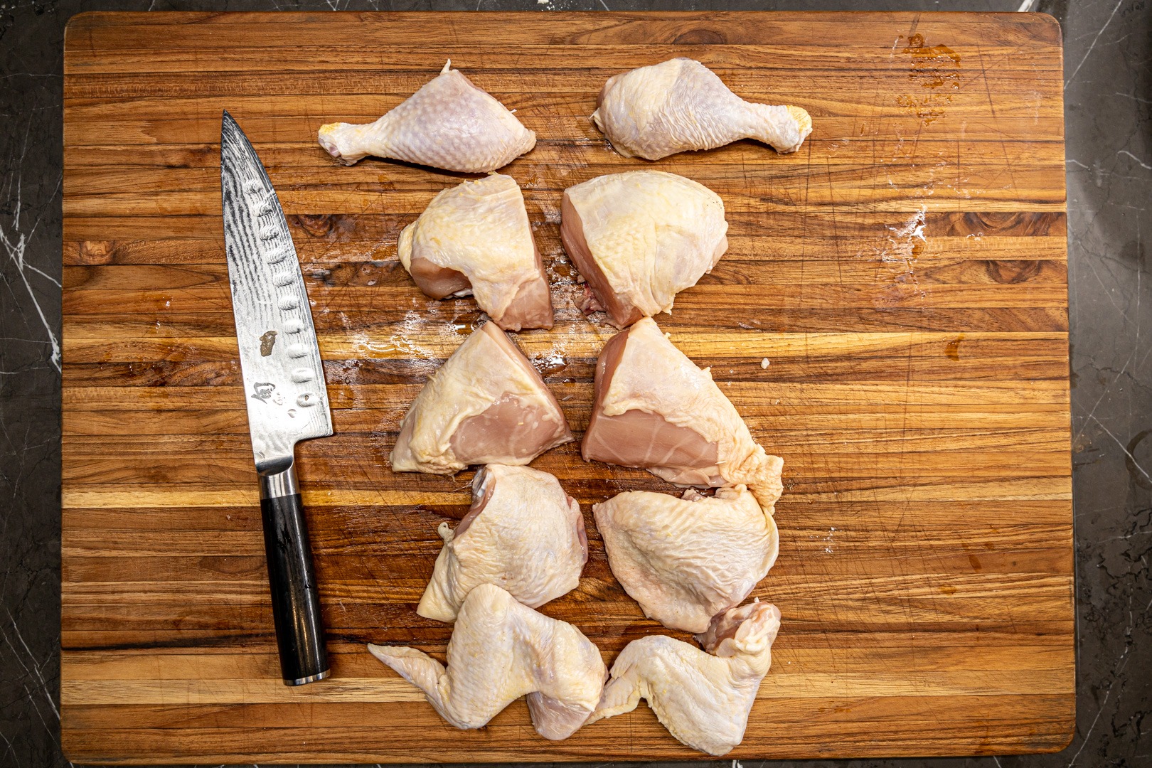 A chicken cut into 10 pieces