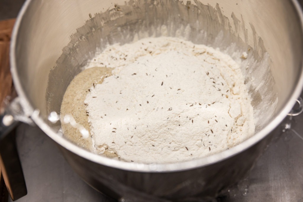 Sponge bubbling up through the flour