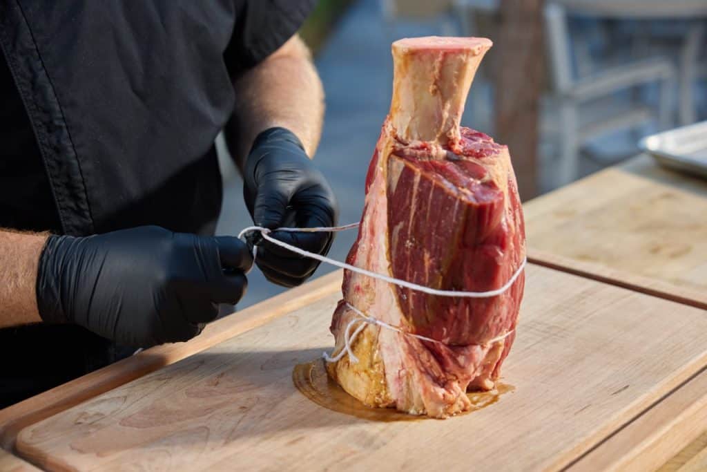 A frenched beef shank