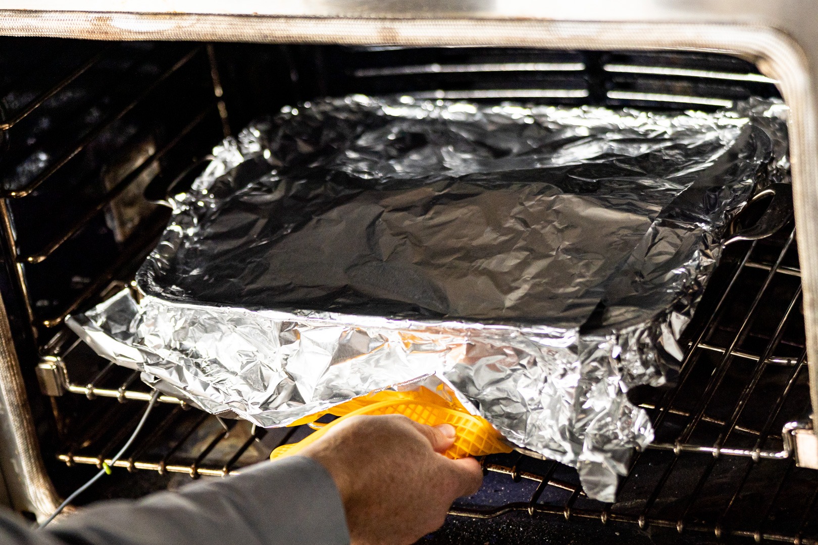 the roast covered with foil