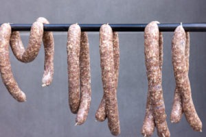 Hanging sausages, drying in the breeze
