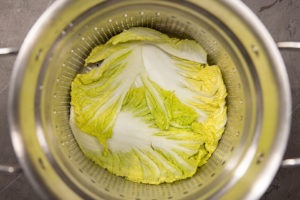 cabbage in the steamer basket