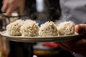 Steaming pearl balls on a plate