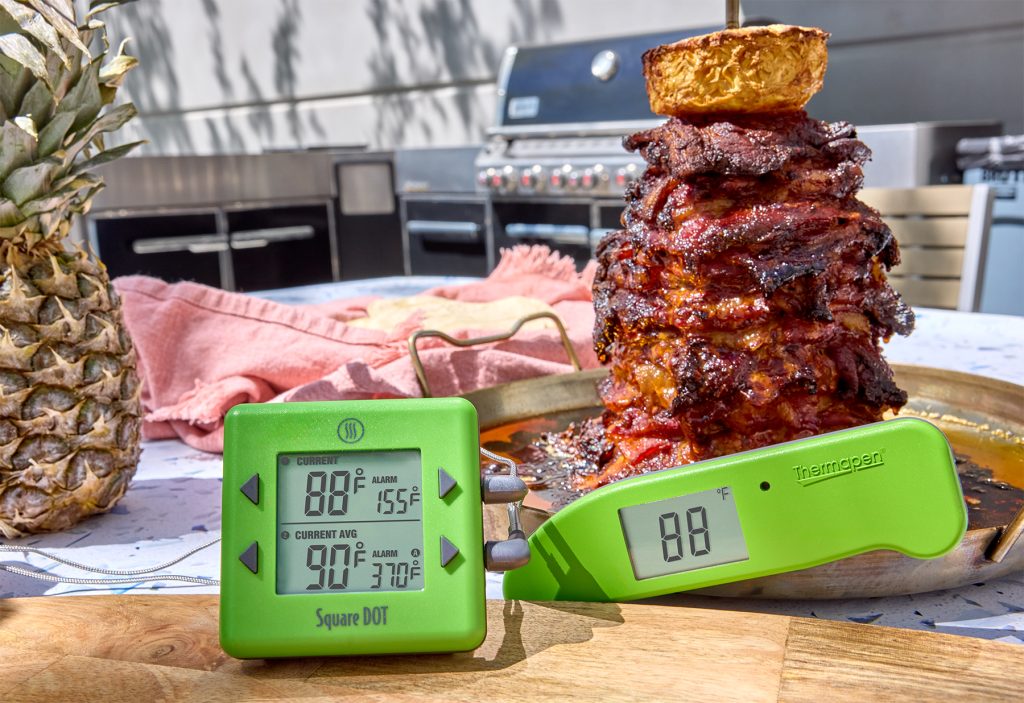 Al pastor with thermometers