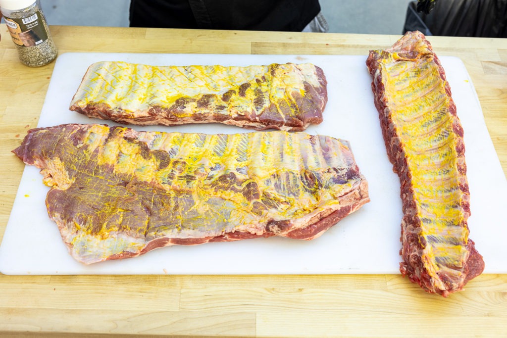 Ribs with mustard applied as a binder