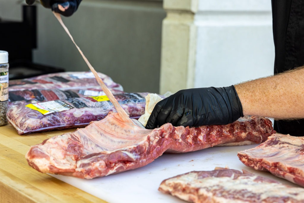 Pulling the membrane from a rack of ribs