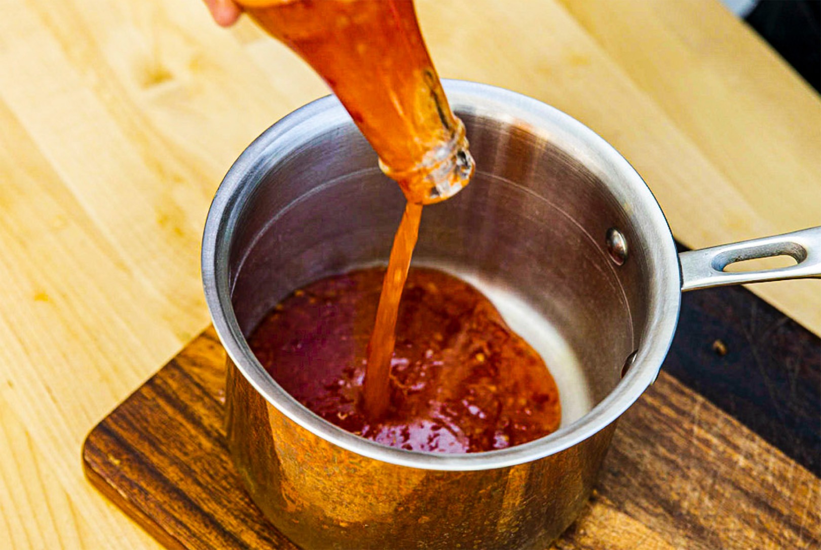 sauce into the pot