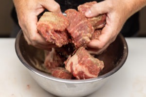 Seasoning the meat