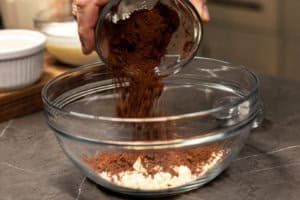 Mixing the dry ingredients for the ice cream
