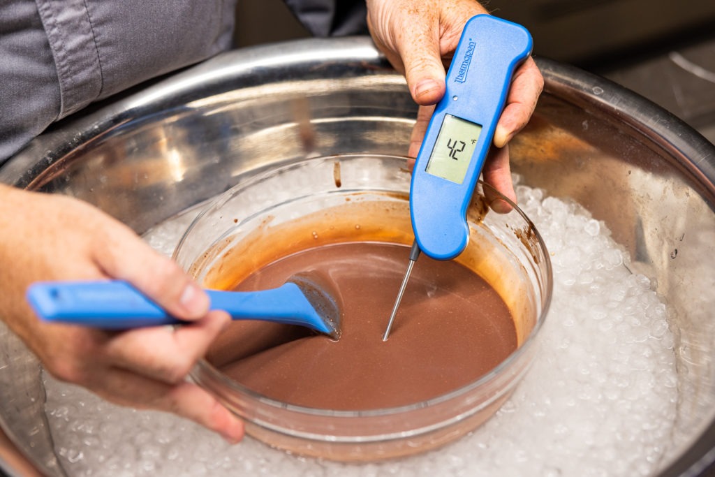 Temping the ice cream base to 43°F or lower