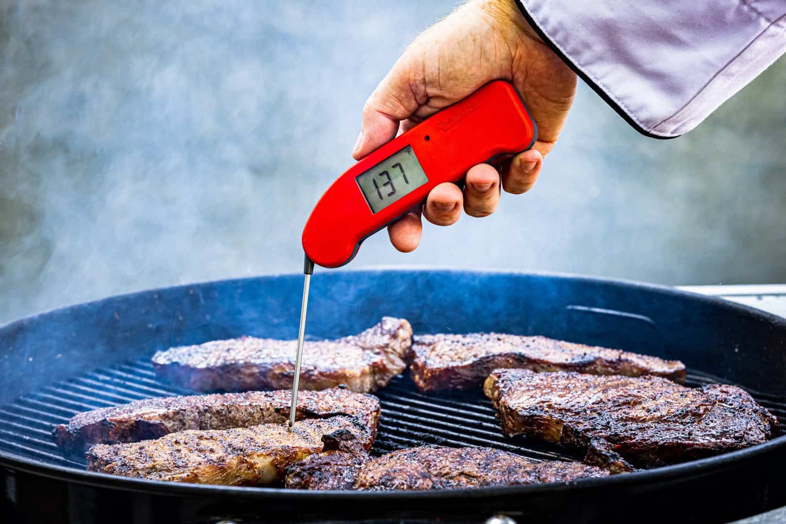 A Thermapen ONE temping a steak